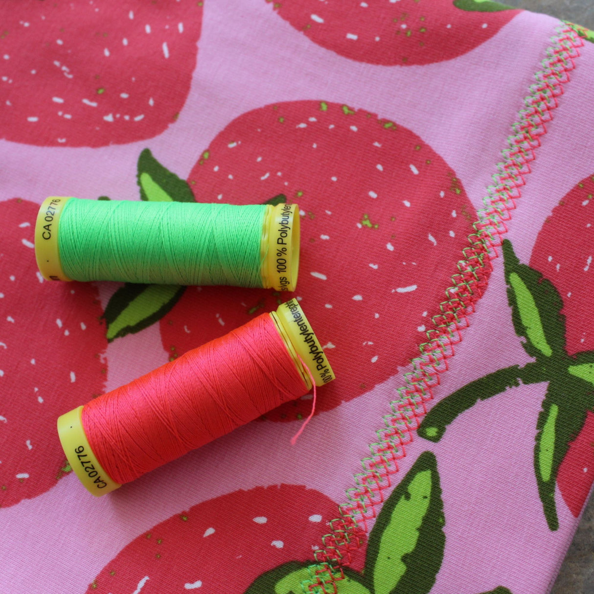 Jersey Stoff Erdbeeren | Rosa