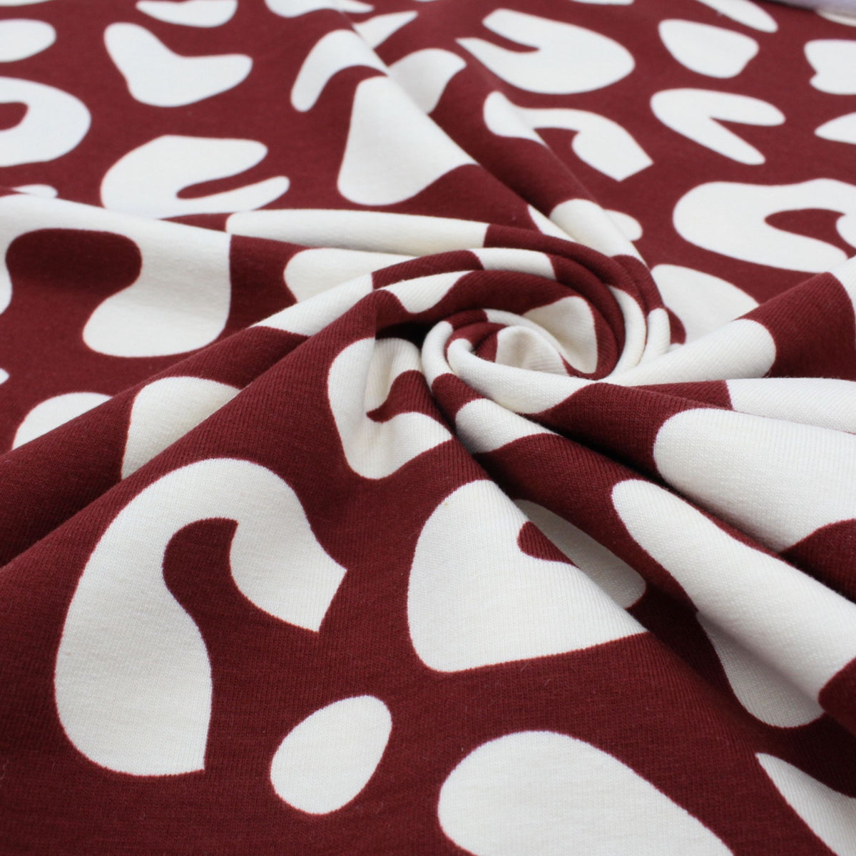 French Terry Leoparden Bordeaux