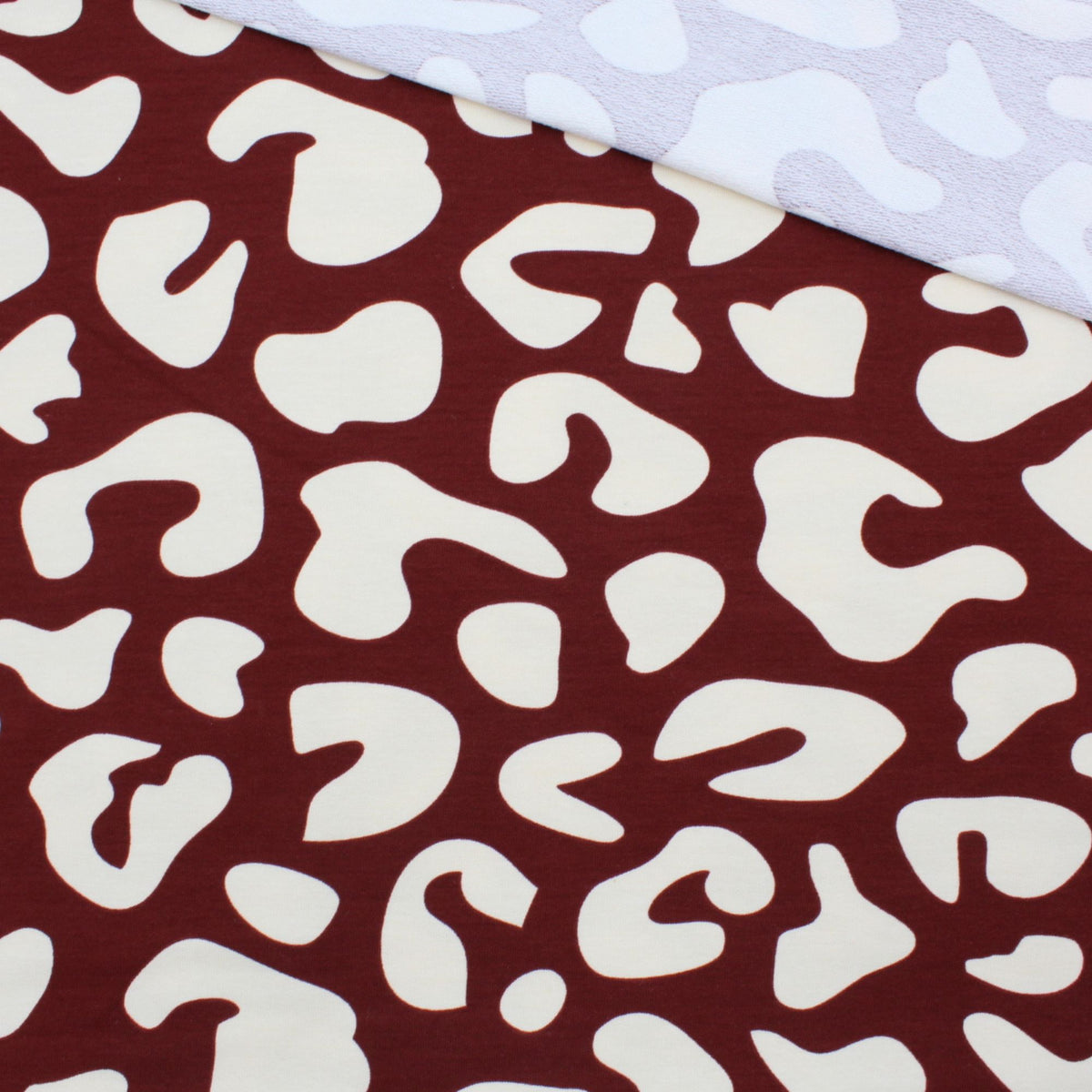 French Terry Leoparden Bordeaux