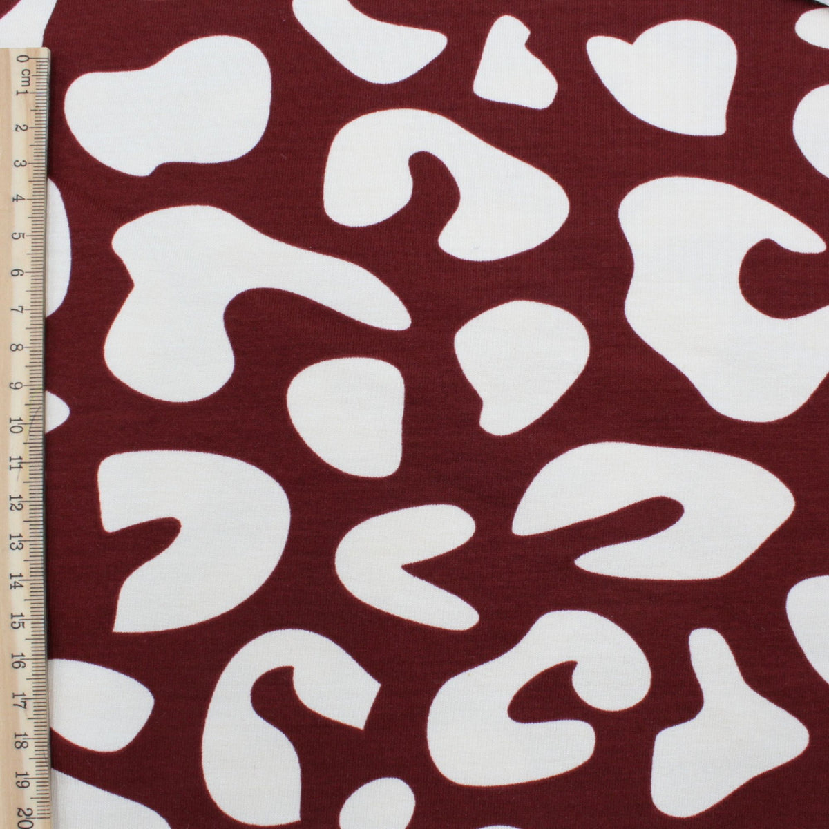 French Terry Leoparden Bordeaux