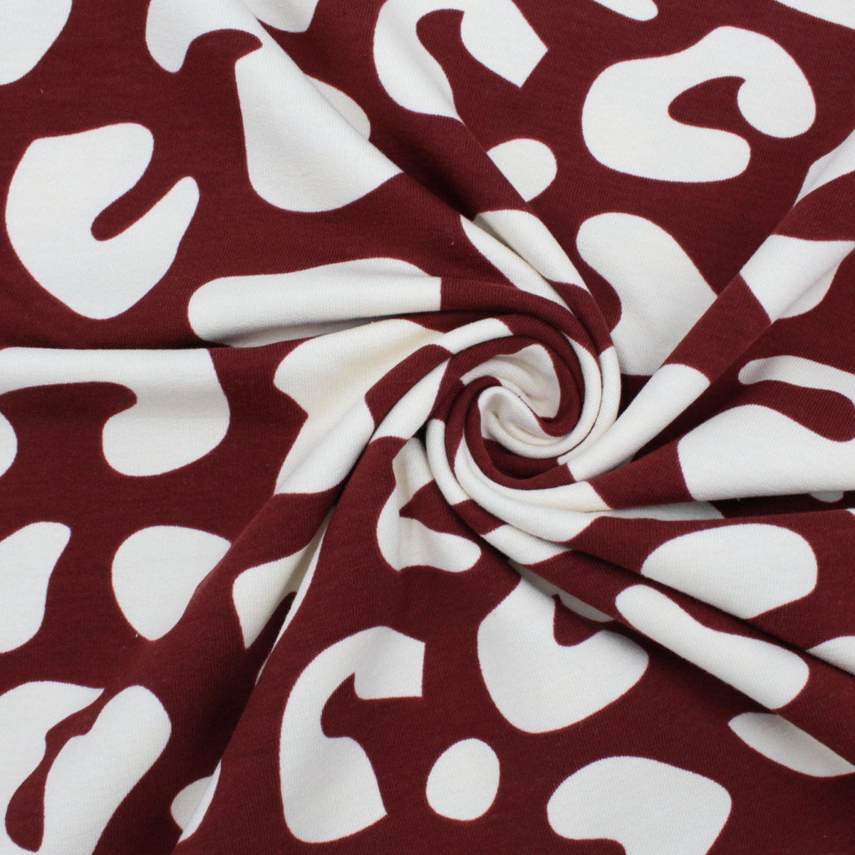 French Terry Leoparden Bordeaux