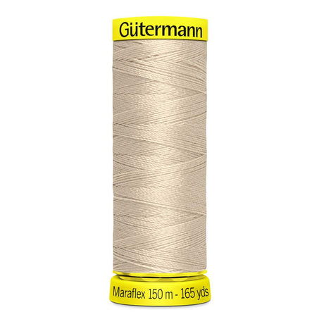 Maraflex Nähfaden - elastischer Nähfaden für hochelastische Nähte, hergestellt aus 100% PBT mit Micro Core Technology, ideal für Bekleidung. Hellbeige