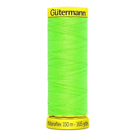 Maraflex Nähfaden - elastischer Nähfaden für hochelastische Nähte, hergestellt aus 100% PBT mit Micro Core Technology, ideal für Bekleidung. Neongrün