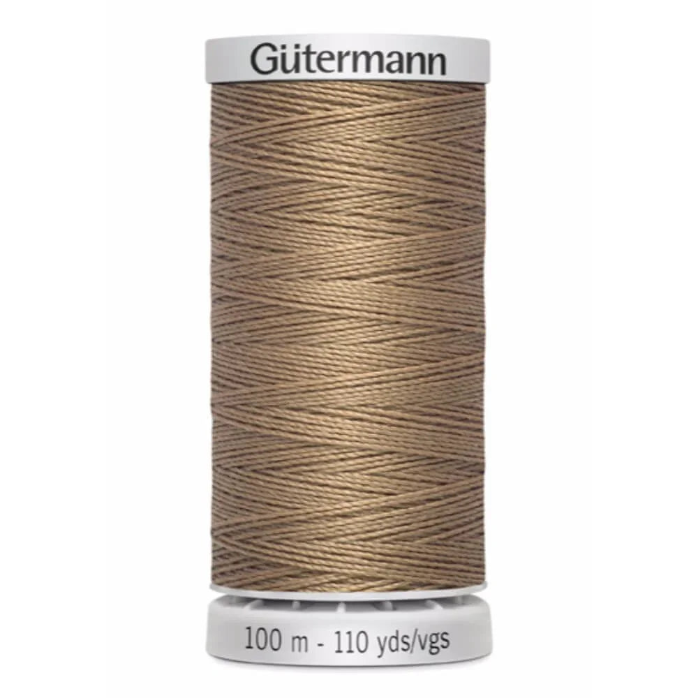 Gütermann Nähfaden Extra Stark 100 m - reißfester Nähfaden für Jeansstoffe, Planen und Leder, waschbar bis 95 °C, erhältlich in Braunbeige