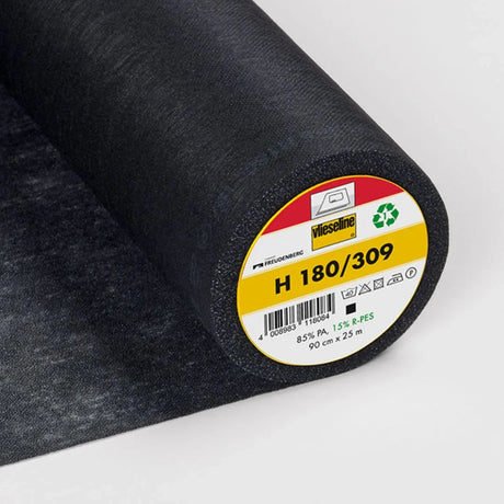 Bügeleinlage H180 Schwarz von Vlieseline in Originalverpackung – leichte, feine Einlage für Jacken, Kragen und Manschetten.