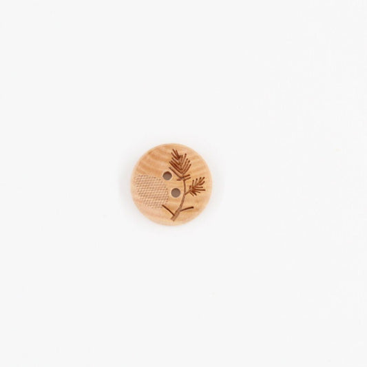 Holzknopf mit Ast-Motiv – Vorderseite, 20 mm Durchmesser