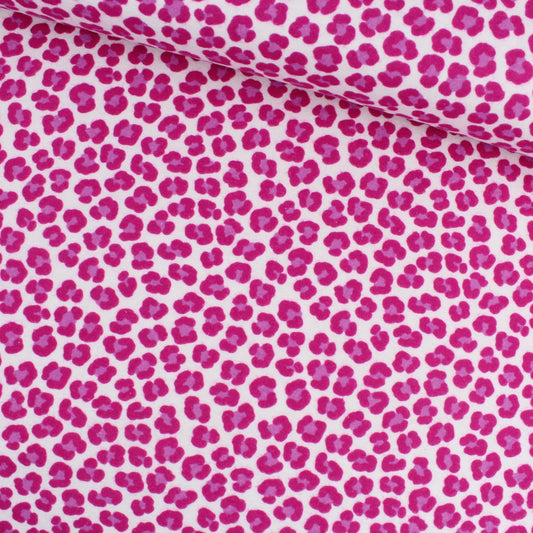 Flanellstoff mit pinkem Leopardenmuster – weiche Baumwolle für DIY-Kleidung