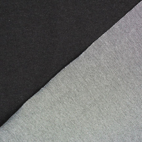 Jersey Stoff in Jeansoptik in Schwarz mit Rückseite