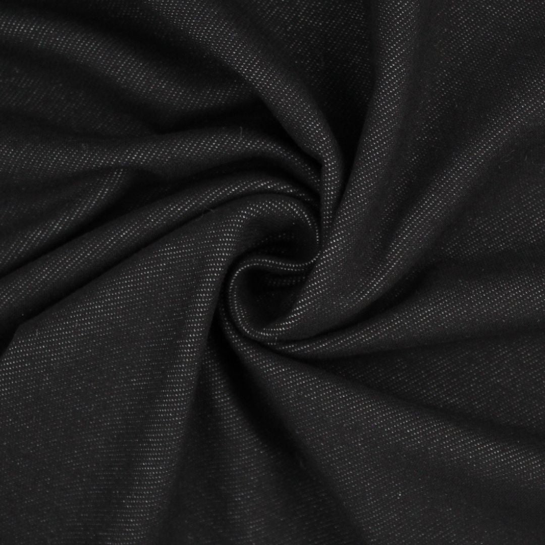 Denim Knit Jersey Stoff in Schwarz – elastischer und atmungsaktiver Stoff in Jeansoptik
