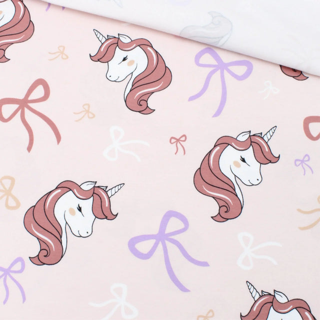 Jersey Stoff Einhorn rosa Kinderstoff Baumwolljersey mit Einhörnern Meterware