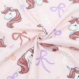 Stoff mit Einhörnern und Schleifen rosa Kinderstoff Jersey Meterware