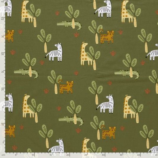 Jersey Stoff Safari Tieren