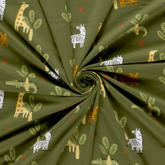 Jersey Stoff Safari Tieren