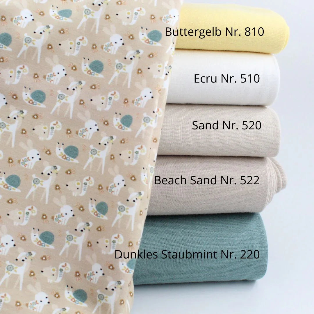 Baumwolljersey mit niedlichen Waldtieren – Stoff für Babybekleidung