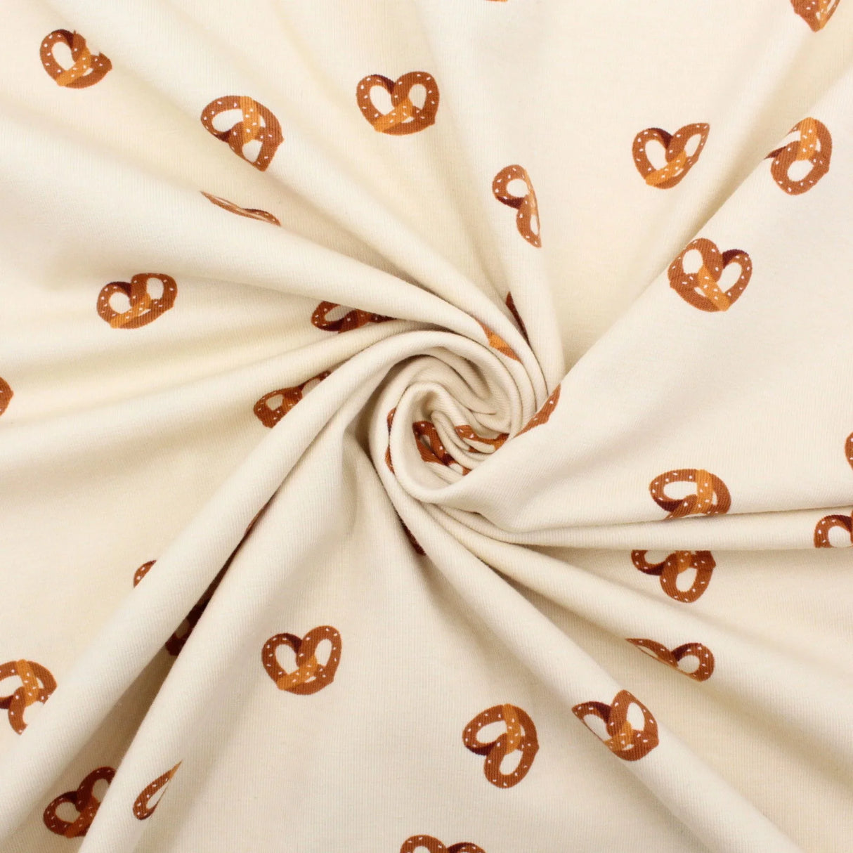 Jersey Stoff Brezel Beige