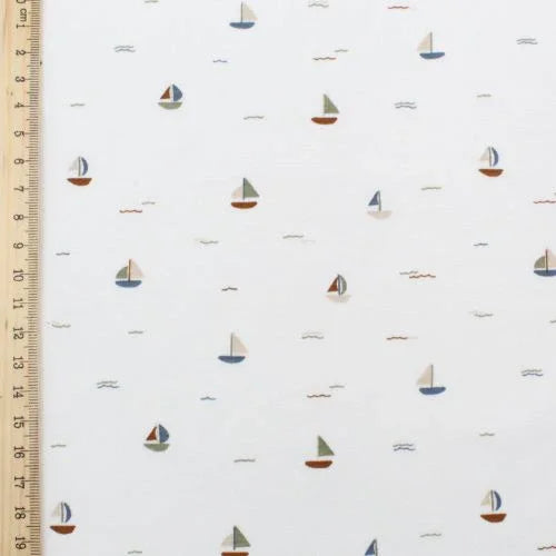 Jersey Stoff Segelboote