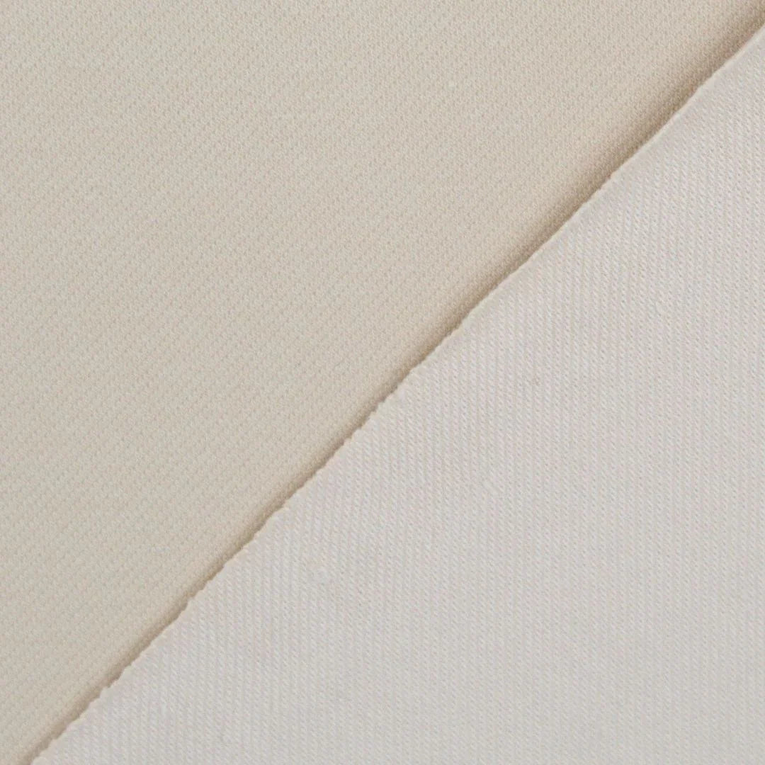 Denim Knit Jersey Stoff – elastischer und atmungsaktiver Stoff in Jeansoptik in Ecru | Rückseite