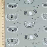 Jersey-Stoff mit niedlichen Tiermotiven: Koala, Panda, Leopard und Löwe