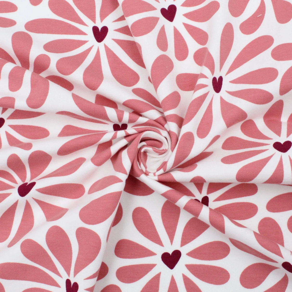 Jersey Stoff Retro Blumen | Rosa
