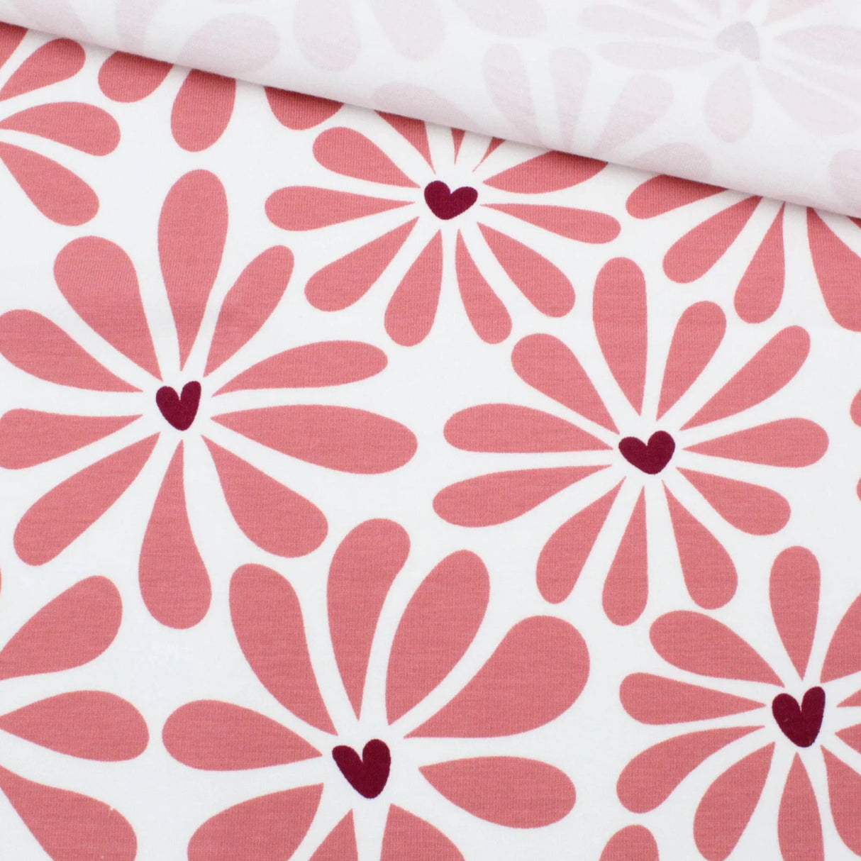 Jersey Stoff Retro Blumen | Rosa