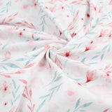 Baumwolljersey mit floralem Muster in Rosa und Blau – weicher, dehnbarer Stoff für Kindermode und Accessoires