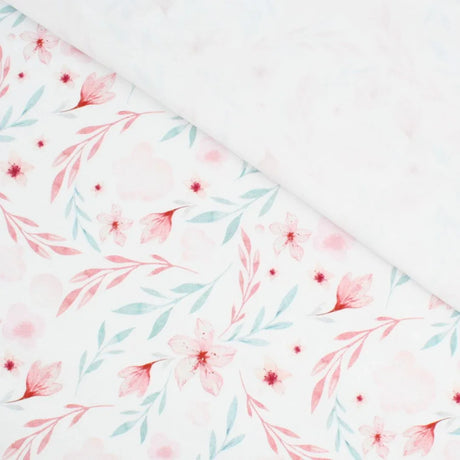 Jersey Meterware mit Blumenmuster – atmungsaktiver Baumwollstoff für stylische Kinderoutfits