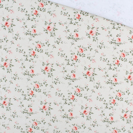 Jersey Stoff Kleine Rosen mit zartem Rosenmuster für Kinder- und Damenkleidung