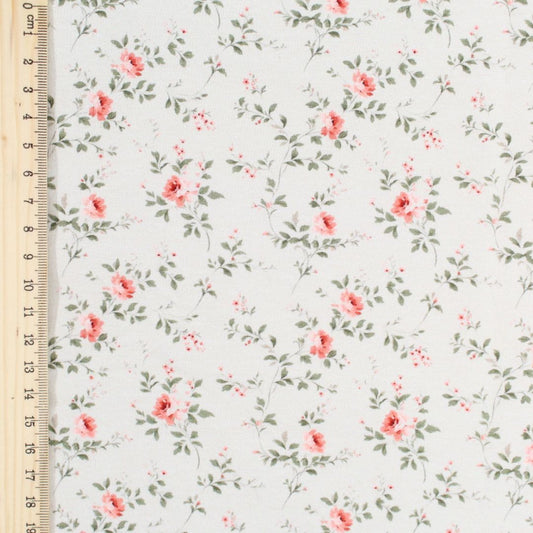 Detailaufnahme Jersey Stoff Kleine Rosen, weicher Baumwolljersey mit Elasthan, OEKO-TEX zertifiziert