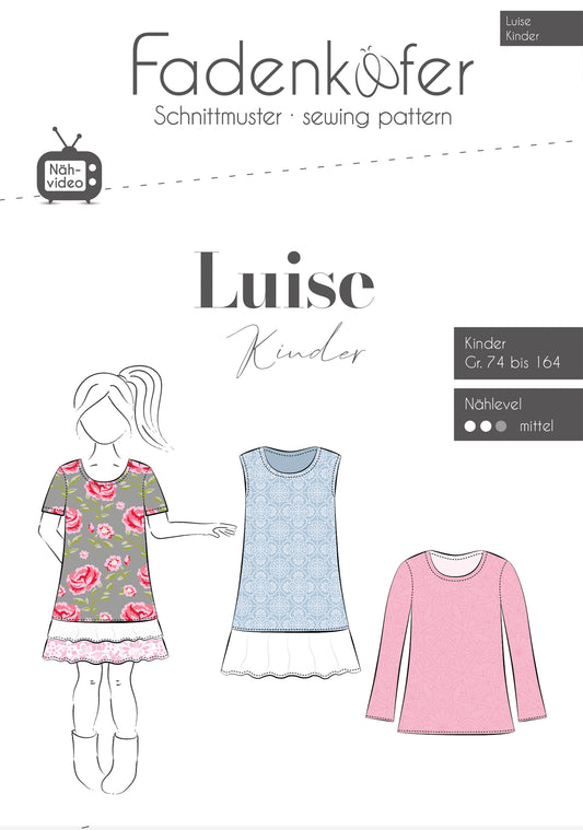 Papierschnittmuster Kleid für Kinder Luise Größe 74 bis 164