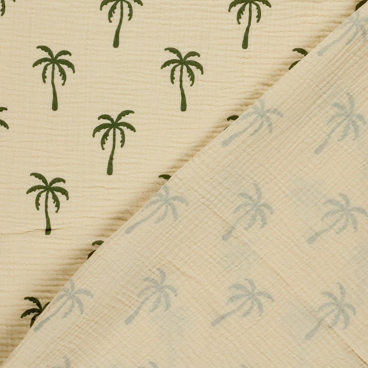 Musselin Stoff Palmen Beige