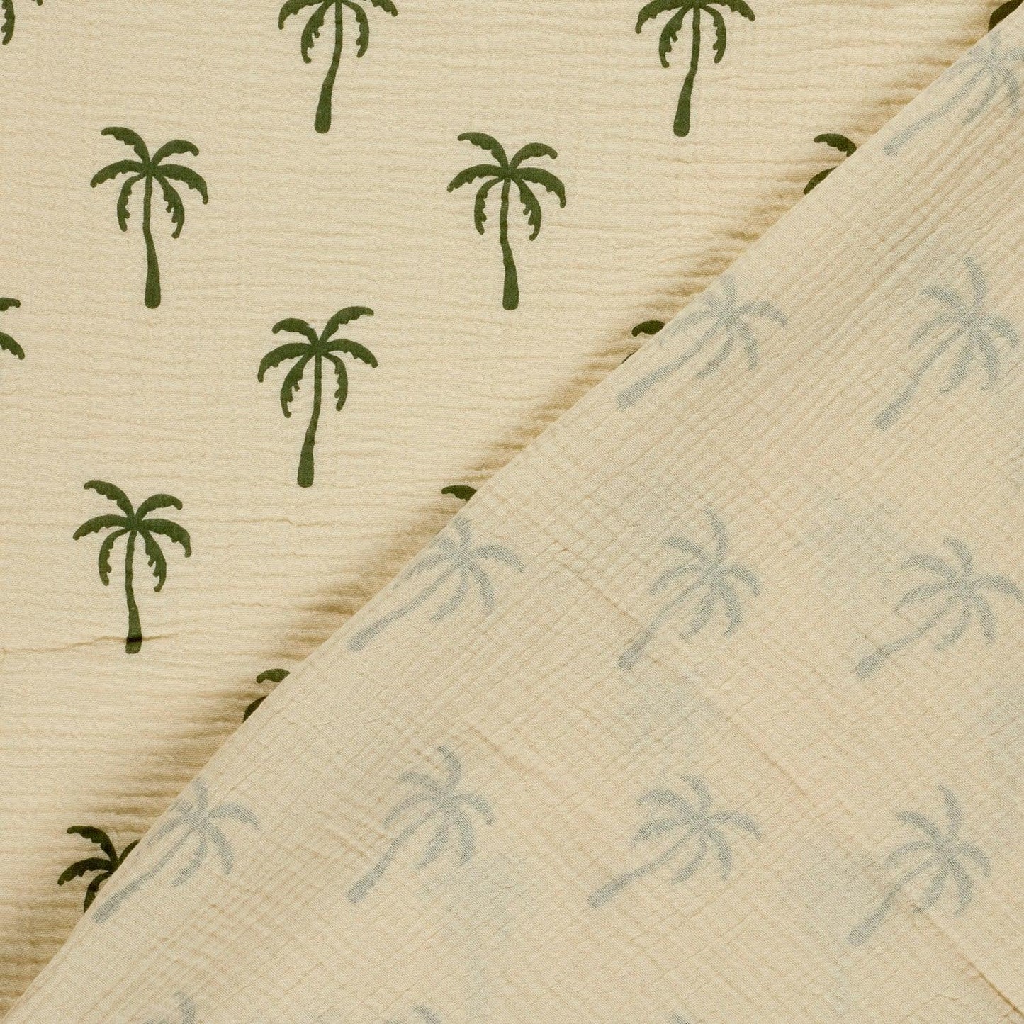Musselin Stoff Palmen Beige