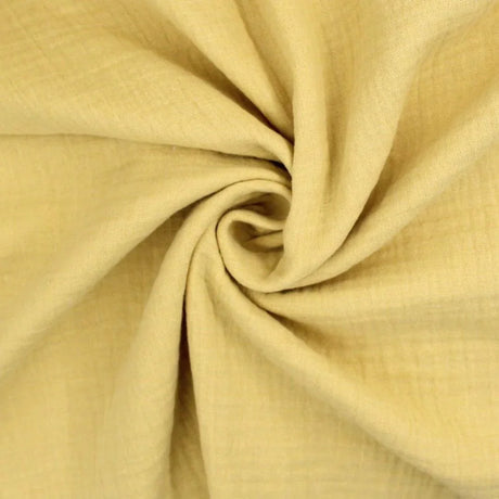 Weicher Musselin Stoff in Soft Yellow mit typischer Crinkle-Struktur