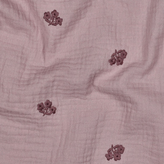 Musselin Stoff gestickte Blumen | Mauve