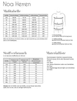 Raglanpullover Noa für Herren | Papierschnittmuster Fadenkäfer Maßtabelle, Stoffverbrauch, Materialliste