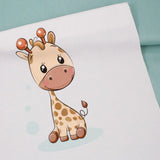Baumwollstoff-Panel mit Giraffe kombiniert mit Baumwollstoff Popeline uni - Grün