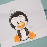 Panel mit Pinguin kombiniert mit Baumwollstoff uni in Grün