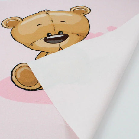 Baumwollpanel mit niedlichen Bären-Motiv auf Rosa Hintergrund | Rückseite