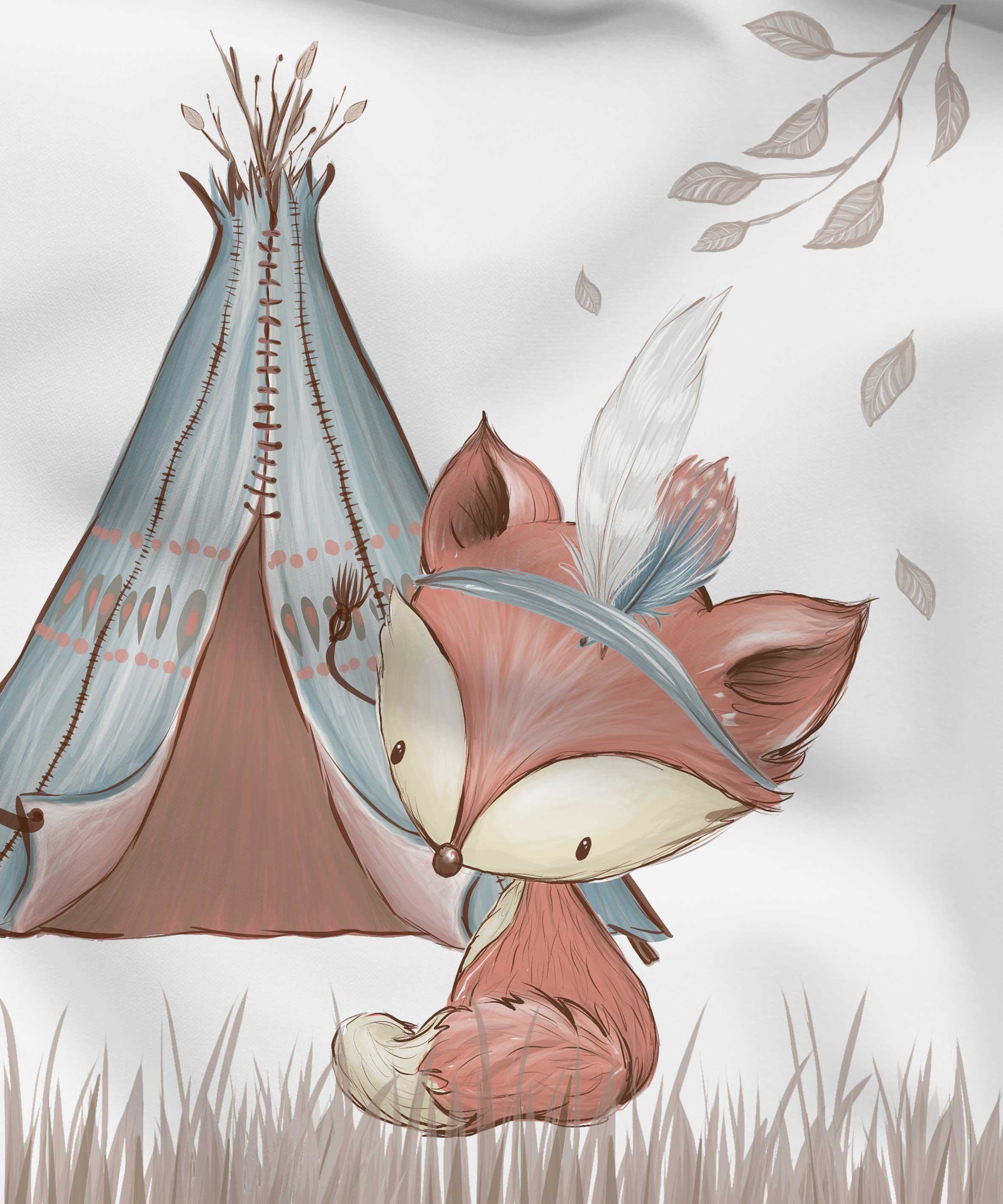 Canvas Panel Fuchs und Zelt