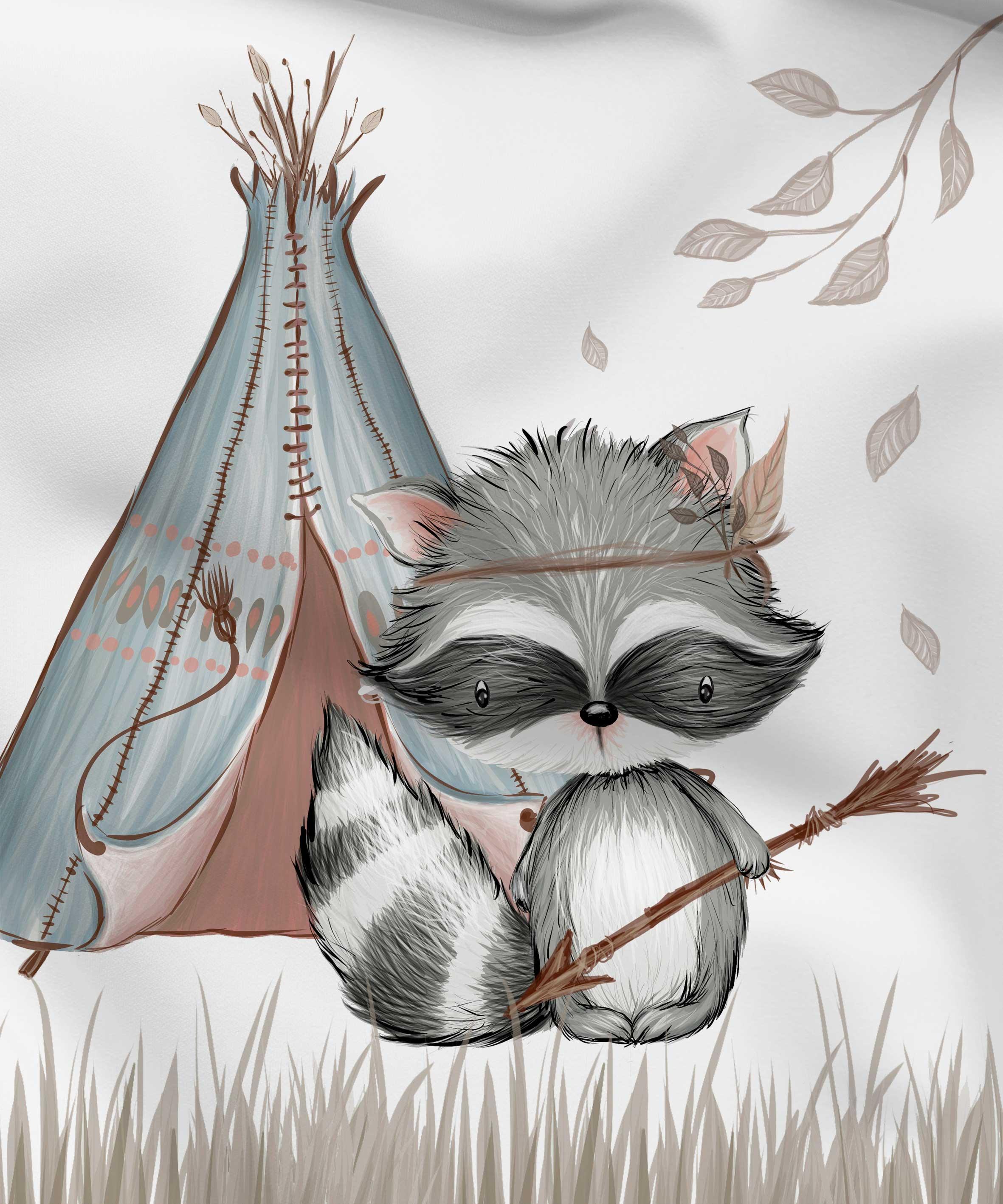 Panel aus Canvas – Waschbär Zelt