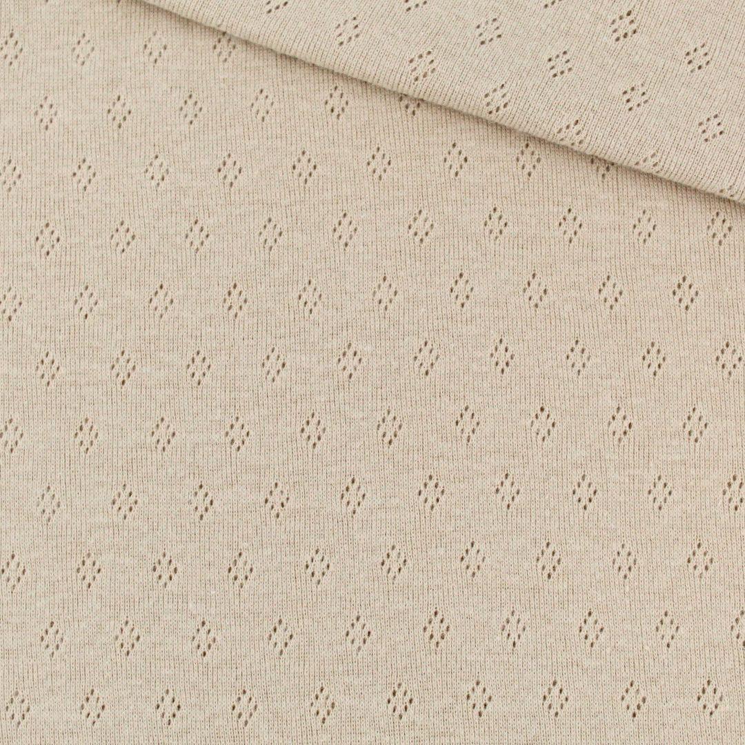 Pointoille Feinstrickjersey Sand – Weicher Baumwollstoff mit Lochmuster