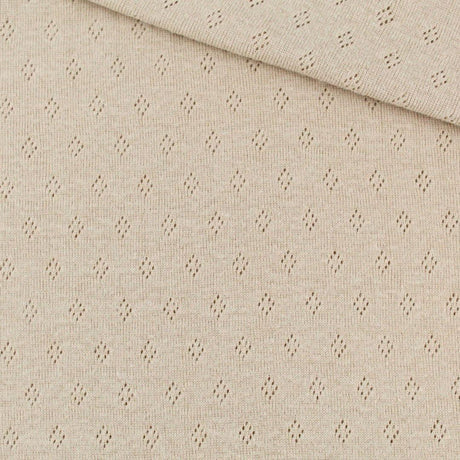 Pointoille Feinstrickjersey Sand – Weicher Baumwollstoff mit Lochmuster