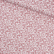 Baumwollpopeline mit kleinen Blättern in Mauve, ideal für Nähprojekte wie Babydecken, Kissenbezüge und Turnbeutel.