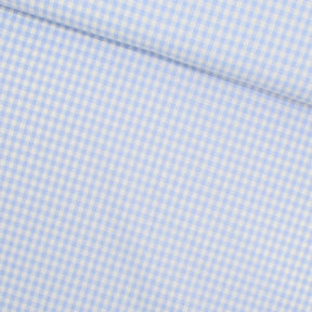 Baumwoll Popeline mit klassischem Karomuster in Hellblau und Weiß, ideal für fröhliche Nähprojekte.