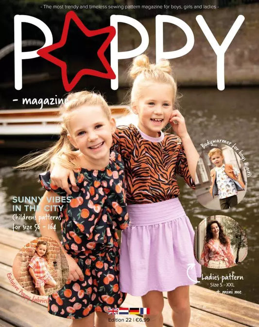 Zeitschrift Poppy Edition 22 mit Schnittmustern für Kinder in den Größen 56-164 und einem Damenkleid in den Größen S-XXL