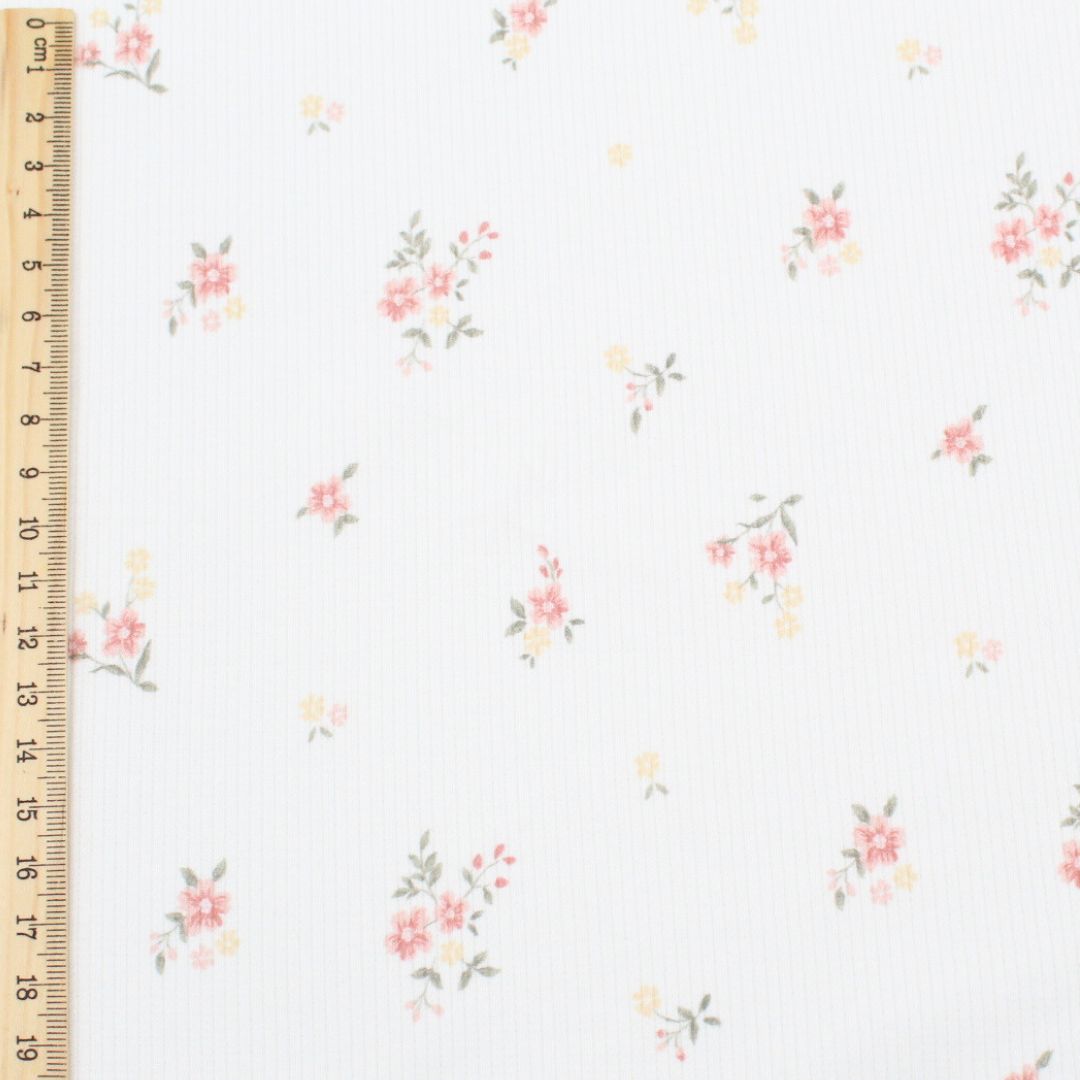 Rippenjersey Blumen Ecru