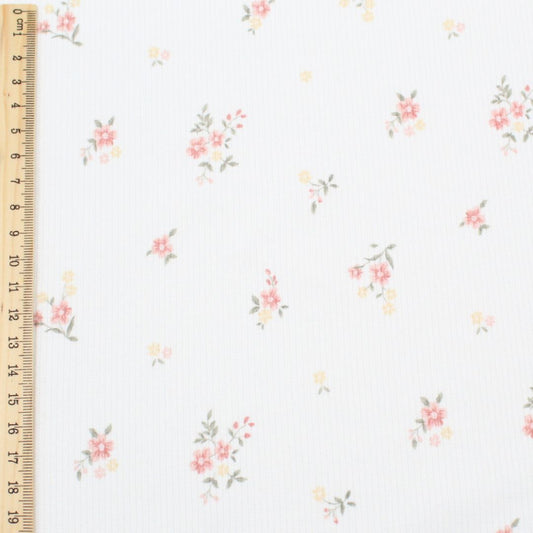 Rippenjersey Blumen Ecru