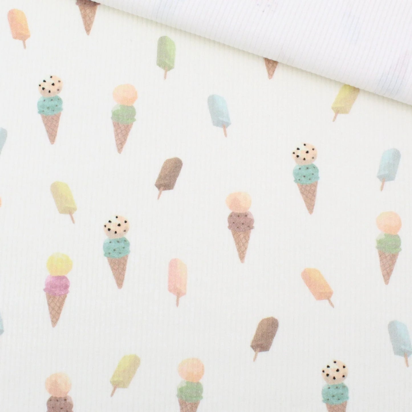 Rippenjersey Stoff Eiscreme