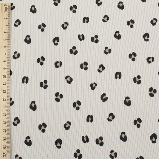 Nahaufnahme Rippenjersey Leopardenprint elastisch