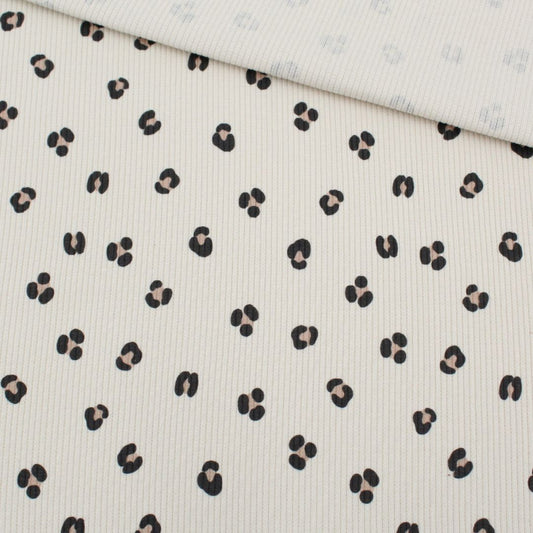 Rippenjersey Stoff mit Leopardenmuster auf Baumwolljersey