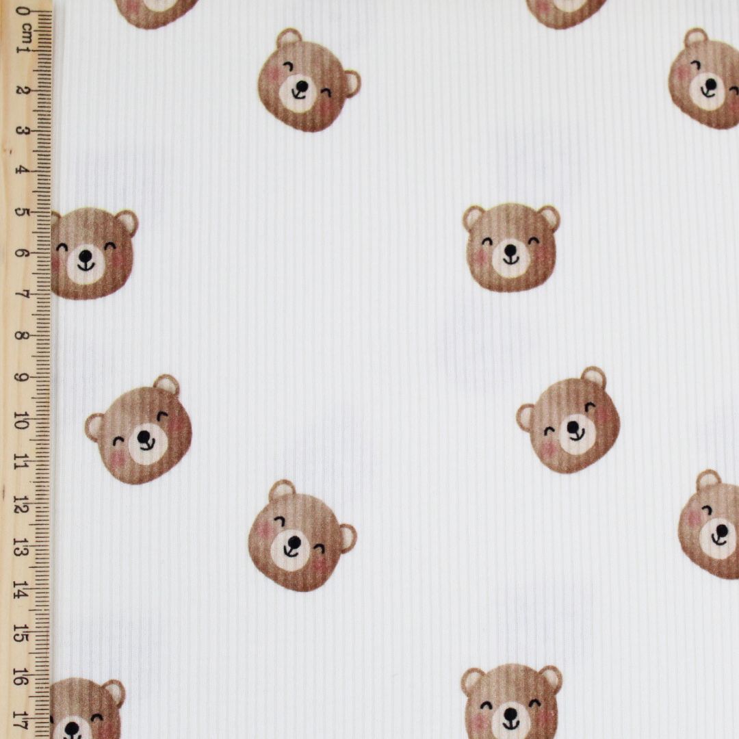 Rippenjersey Kinderstoff Bärchen-Motiv Nahaufnahme